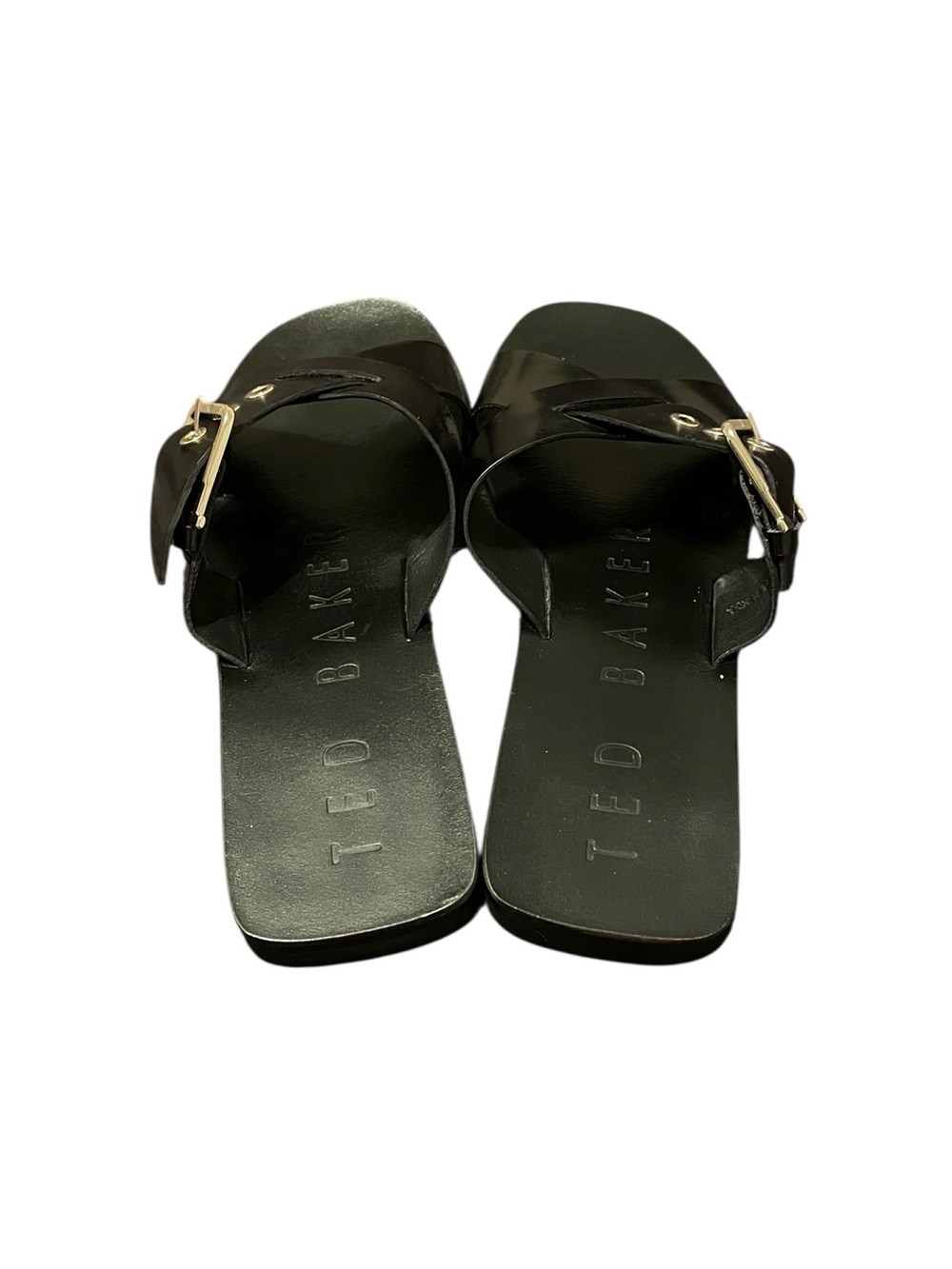 Ted Baker London Women's Black Joseei Flat Slip On Buckle Sandals Size 38.5 - Picture 3 of 8